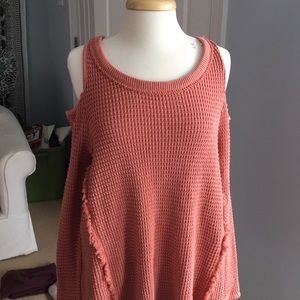 Free People, orange, cold shoulder sweater